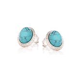 Trendy- zilveren oorstekers-Turquoise-