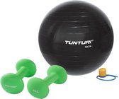 Tunturi - Fitness Set - Neopreen Dumbbellset 2 x 4 kg  - Gymball Zwart 90 cm