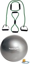 Tunturi - Fitness Set - Tubing Set Groen - Gymball Zilver 75 cm