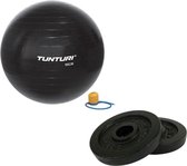 Tunturi - Fitness Set - Halterschijven 2 x 1,25 kg - Gymball Zwart 55 cm