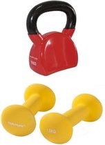 Tunturi - Fitness Set - Neopreen Dumbbellset 2 x 1,5 kg - Kettlebell 10 kg