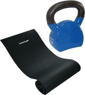 Tunturi - Fitness Set - Fitnessmat 160 x 60 x 0,7 cm - Kettlebell 12 kg