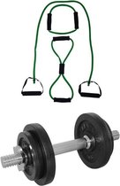 Tunturi - Fitness Set - Halterset 10 kg incl 1 Dumbellstang - Tubing Set Groen