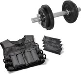 Tunturi - Fitness Set - Halterset 10 kg incl 1 Dumbellstang - Gewichtsvest 10 kg