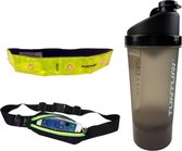 Hardlopen - 3 stuks - Tunturi - Shakebeker & Verlichte Sportarmband & Hardloopriem Groen