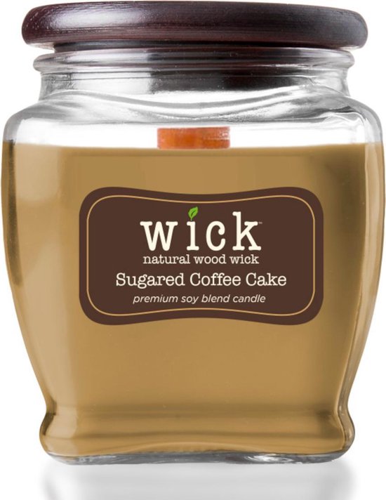 Colonial Candle – Wick Sugared Coffee Cake - 425 gram| geurkaars sojablend | 60 tot 90 branduren | houten knisperlont | warm en zoet | frisse citroen, kardemom, nootmuskaat, kaneel, kruidnagel, vanille, honing en hout | herfst winter en kerst kaars |