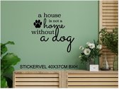 Muur - raam - spiegel sticker A house is not a home without  a dog  - hond - dier kleur zwart