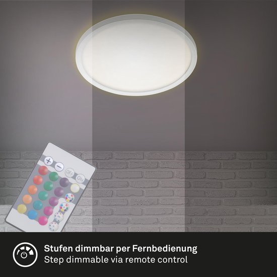 Briloner Leuchten - LED-paneel, plafondlamp dimbaar, plafondlamp, RGB