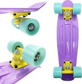 Happy Products - penny board voor jongens en meisjes - skateboard - longboard - pastel paars - 56cm - cruiser