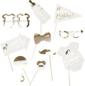 Ginger Ray - Photo Booth Props Baby Shower - 10 stuks - Goud