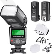 750II TTL Flash Speedlite met LCD-schermkit - voor Nikon DSLR-camera's - inclusief: 1 x 750II TTL-flitser, 1 x 2.4G draadloze trigger met N1/N3-kabel, 1 x zachte/harde diffuser, 1