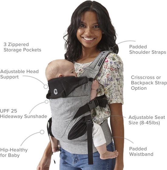 Contours Baby 5-in-1 Baby Carrier Journey - graphite van Contours — afbeelding 4