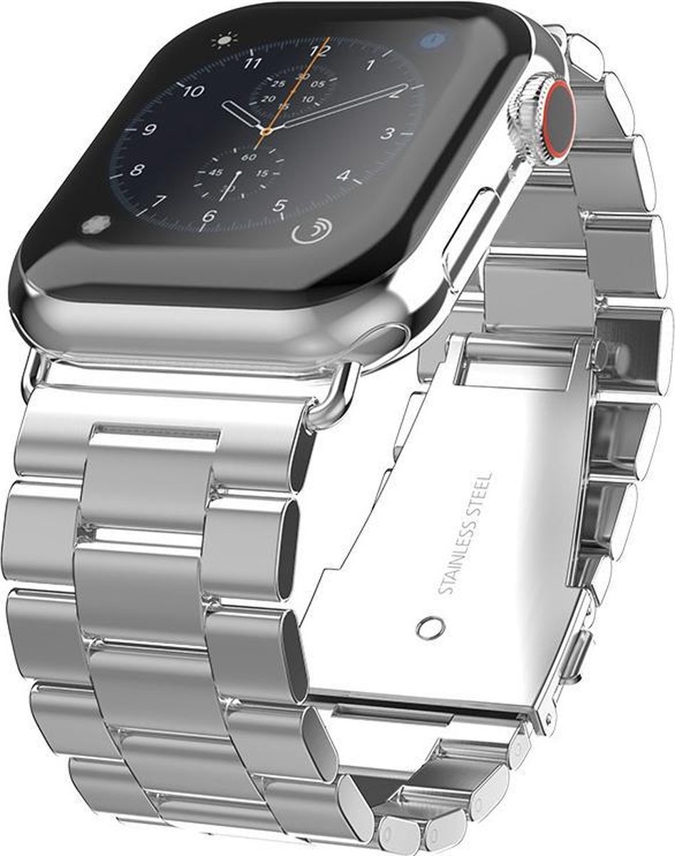 Swissten Metalen Horlogeband geschikt voor Apple Watch - 38-40-41 mm - Inclusief Horlogeband Inkorter - Zilver