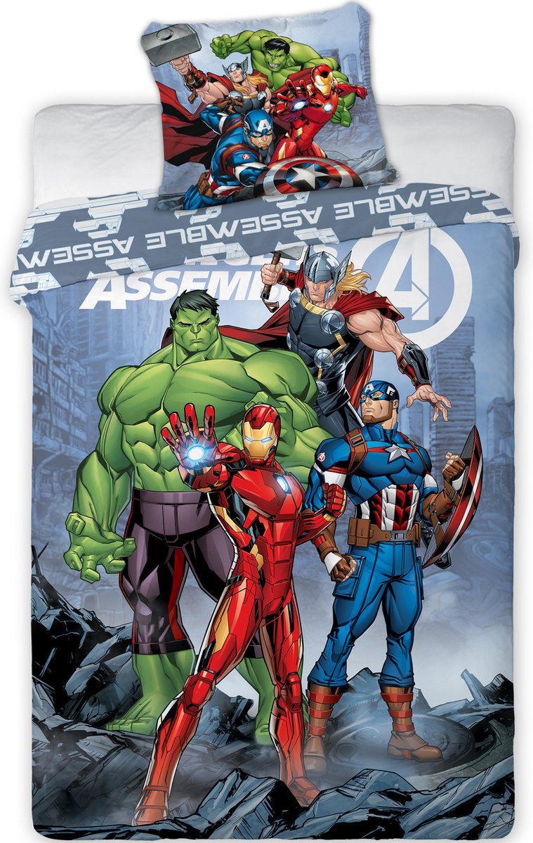 Marvel Avengers Dekbedovertrek Assemble - Eenpersoons - 140 x 200 cm - Katoen