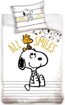 Snoopy Dekbedovertrek All Smiles - Eenpersoons - 140x200 cm - Wit