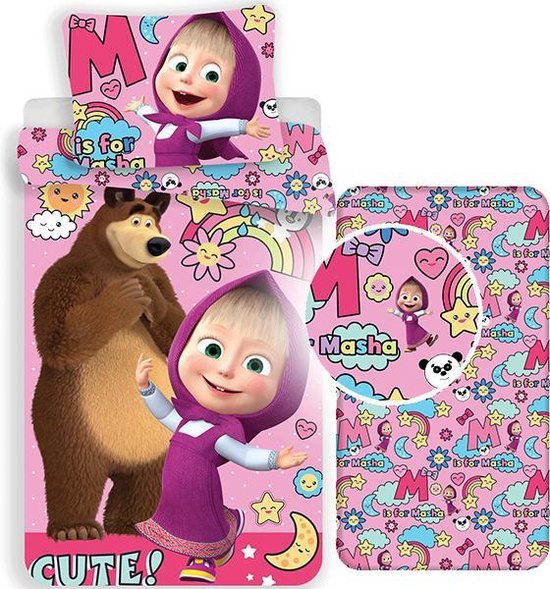 Single Dekbedovertrek Set Leuke Panda Roze Zachte Tencel