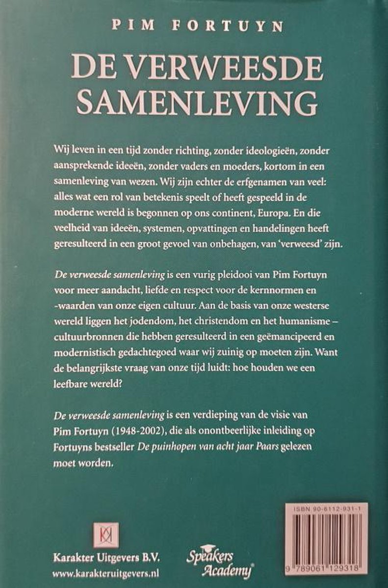 Verweesde Samenleving - back cover