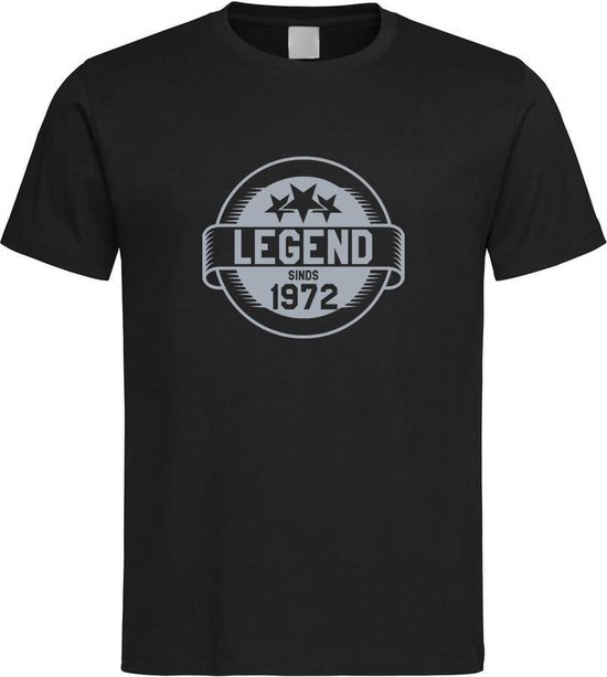 Zwart T-Shirt met “ Legend sinds 1972 “ print Zilver