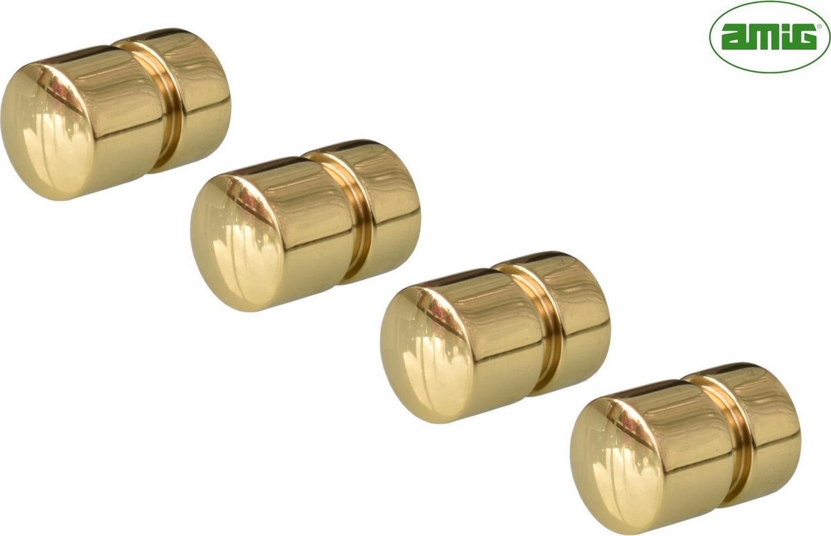 AMIG Meubelknop Kastknop Handgreep – 4 stuks – rond Ø18mm – gepolijst Messing