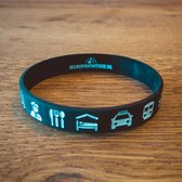 Ikgaopavontuur reisbandje matzwart - travel bracelet - reisbandje icons - travel gadget - point it - aanwijsboek