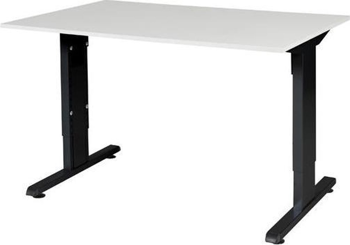RoomForTheNew Bureau Schiphol Normal-Bureau - Bureautafel - Gaming bureau - Game bureau - Computertafel - Desk - Bureau wit - Verstelbaar bureau - Gaming Desk - Bureau tafel - Bureau verstelbaar--Wit blad-Zwart  onderstel- 120x80