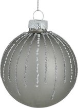 Oneiro's luxe kerstbal LUXURY Grey/dots – ø80 mm - grijs - kerstbal - luxe verpakking – kerstcollectie – kerstdecoratie – kerstboomhanger – kerstversiering - goud