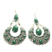 Lange Groene oorbellen Tibetaanse look- 8 cm- Metaal- Charme Bijoux