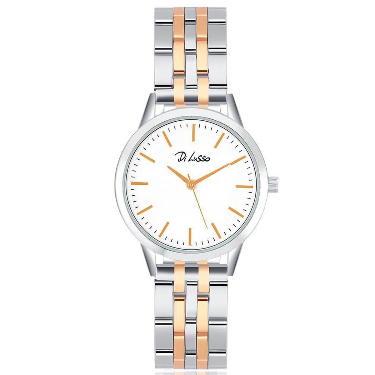 Di Lusso - Horloge Zahraa - Stainless Steel - Zilver - Rosé - Dames