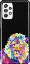 Samsung Galaxy A52 Telefoonhoesje - Premium Hardcase Hoesje - Dun en stevig plastic - Met Dierenprint - Leeuw - Paars