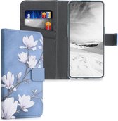kwmobile telefoonhoesje voor OnePlus Nord CE 5G - Hoesje met pasjeshouder in taupe / wit / blauwgrijs - Magnolia design