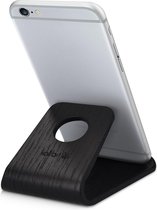 kalibri standaard voor mobiele telefoons - Universele standaard - Voor smartphones en tablets - Antislip - Eikenhout - Zwart