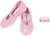 Prinsessen Schoenen Roze bij prinsessenjurk, k3 jurk, elsa frozen - mt 28 + armbandje