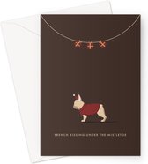 Hound & Herringbone - Fawn Franse Bulldog Kerstkaart - Fawn French Bulldog Festive Greeting Card