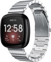 Stalen Smartwatch bandje - Geschikt voor  Fitbit Sense metalen bandje - zilver - Strap-it Horlogeband / Polsband / Armband
