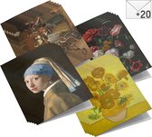 Wenskaarten set Hollandse meesters - Voordeelset: 20 dubbele kaarten met enveloppen - zonder boodschap