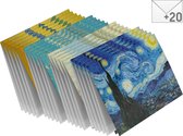 Wenskaarten set Van Gogh - Voordeelset: 18 dubbele kaarten met enveloppen - blanco wenskaarten zonder tekst