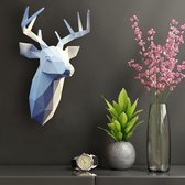 3D Papercraft Kit Deer Head – Compleet knutselpakket Hertenkop met snijmat, liniaal, vouwbeen, mesje – 50 cm – Wit