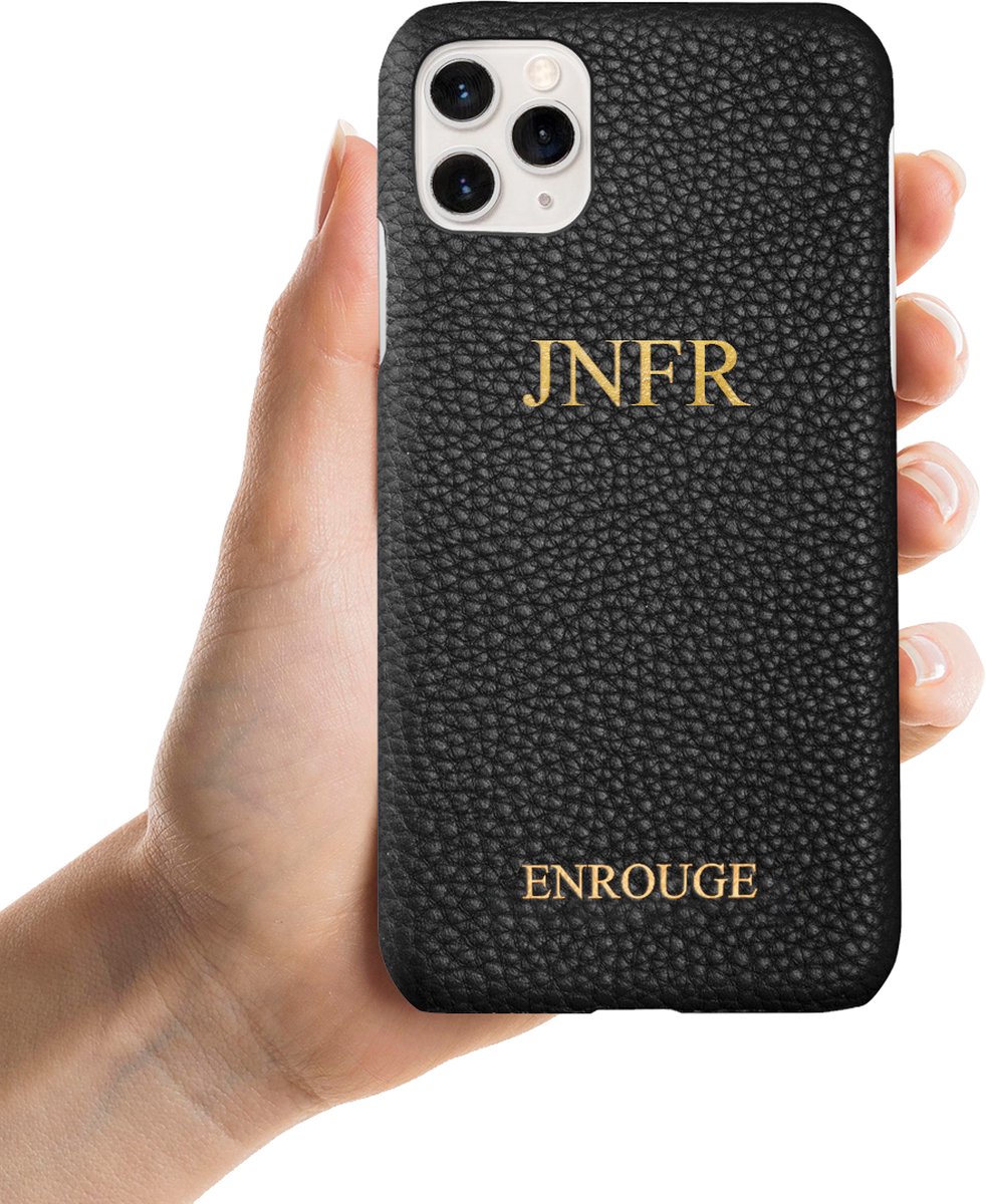 ENROUGE Iphone 11 Pro Hoesje Echt Leer + Naam Personalisatie