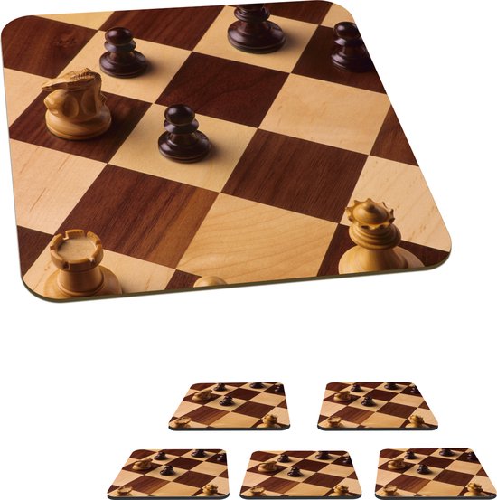 Dessous de Sous-verres - L'échiquier lors d'une partie d'échecs - 10x10 cm - 6 pièces