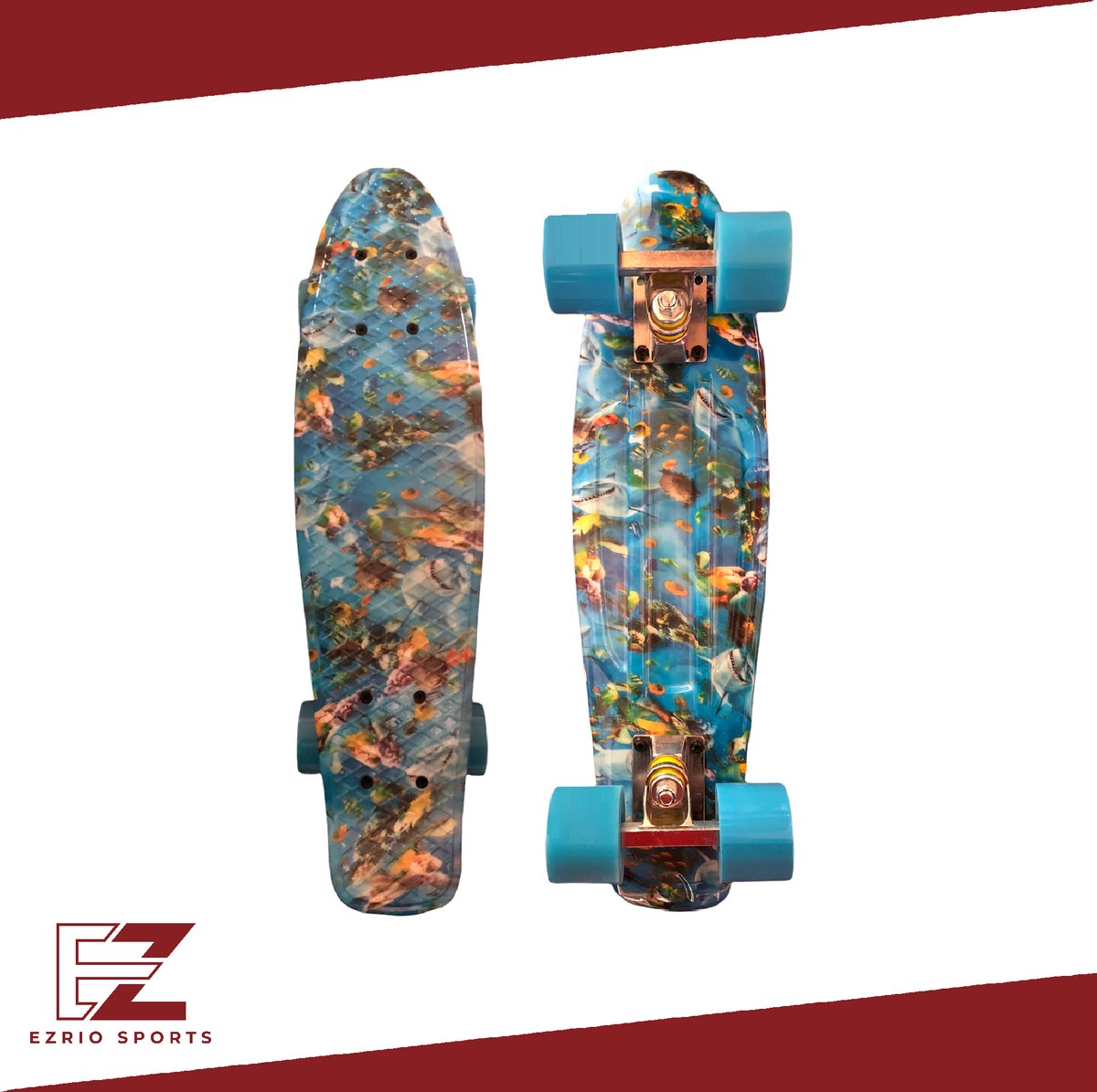 Penny Board voor Meisjes en Jongens – Skateboard – Pennyboard – Oceaan – Zee – 22 inch Blauw