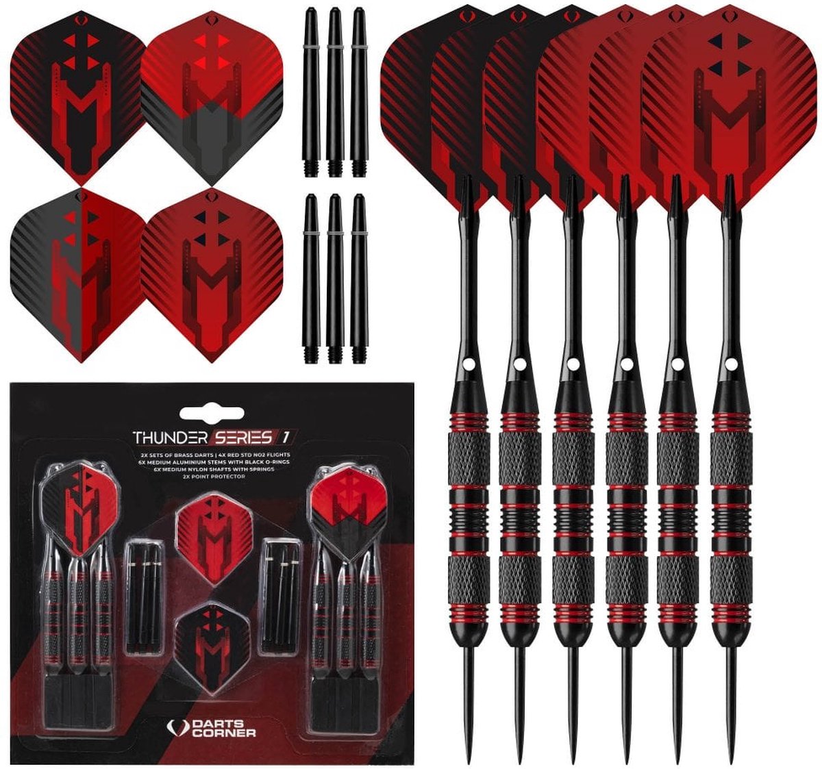 Dart Set Thunder Series 1 M2 Zwart met rode Dartset 24 Gram