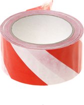 PVC Waarschuwingstape rood-wit 50mm x 66 meter