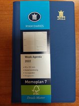Ryam Zakagenda 2022 - Memoplan 7 met Zachte Kaft met Ringband Blauw (90 x 151 mm)