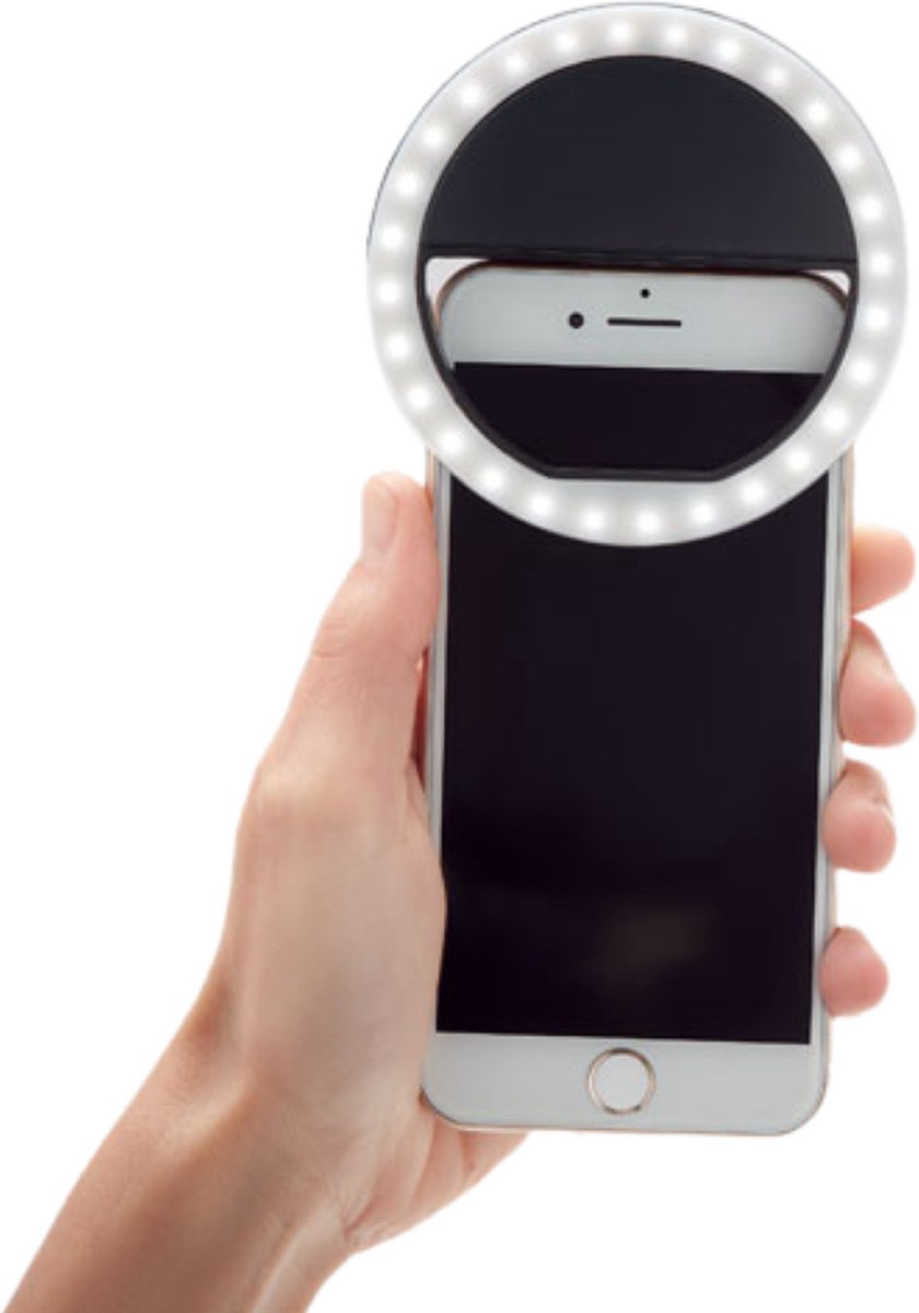 Mini Selfie Ring Light LED - Draagbare O-Ring Lamp Met 3 Helderheidsniveaus En Clip Voor Telefoon (Wit)
