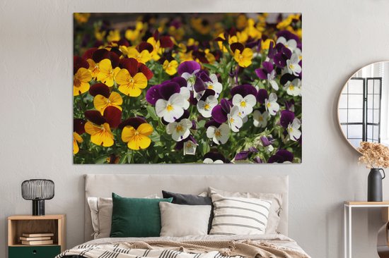 Toile Peinture Violettes Colorées - 180x120 cm - Décoration murale XXL