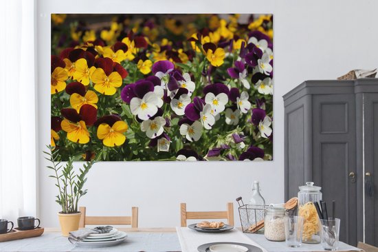 Toile Peinture Violettes Colorées - 180x120 cm - Décoration murale XXL