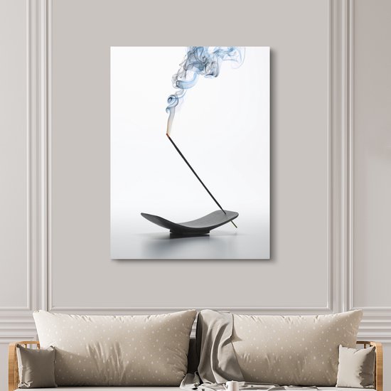 Toile Peinture Brûler de l'Encens - 120x160 cm - Décoration murale XXL