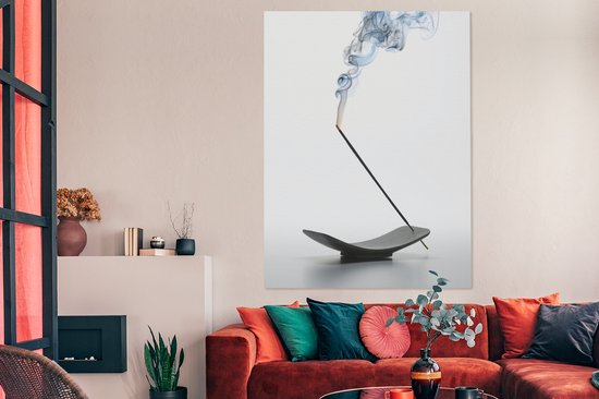 Toile Peinture Brûler de l'Encens - 120x160 cm - Décoration murale XXL