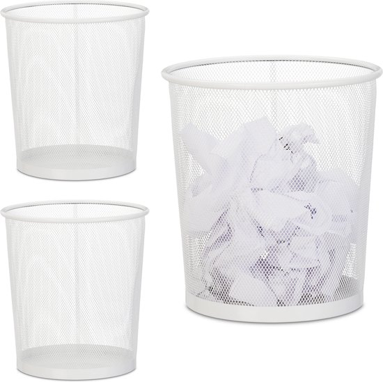 Relaxdays papiermand, 23 cm, metaal, 24 cm hoog, gaas