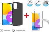 2-In-1 Screenprotector Hoesje Bescherming Protector Set Geschikt Voor Samsung Galaxy M52 5G (6.7 Inch) - Full Cover 3D Edge Tempered Glass Screen Protector Met Siliconen Back Besch